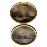 CIRCLE OF JOSEPH MALLORD WILLIAM TURNER, R.A., LONDON, 1775 - 1851, PAIR OF 19TH CENTURY OVAL OILS