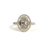 A 9CT YELLOW AND WHITE GOLD DIAMOND DRESS RING. (Diamonds 1.00ct)