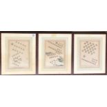 A SET OF THREE 18TH CENTURY COLOURED ENGRAVING Dutch shipping manoeuvres, mounted, framed and