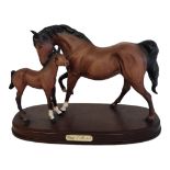 ROYAL DOULTON, 'SPIRIT OF AFFECTION', A MID 20TH CENTURY PORCELAIN GROUP OF HORSES Brown glazed