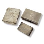 A LARGE EARLY 20TH CENTURY SILVER RECTANGULAR VESTA CASE With engraved monogram, hallmarked