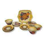 CLARICE CLIFF, BIZARRE RANGE, AN ART DECO TWENTY-FIVE PIECE TEA SERVICE Gayday pattern, Circa