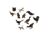 A COLLECTION OF LATE 19TH/EARLY 20TH CENTURY AUSTRIAN COLD PAINTED BRONZE FIGURES Farmyard birds,