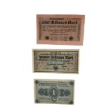 A COLLECTION OF EARLY 20TH CENTURY GERMAN BANKNOTES To include a One Hundred Million Mark note