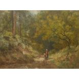 JAMES CALLOWHIL, 1838 - 1917, OIL ON CANVAS Landscape, figures on a forest, signed lower left ‘Jas