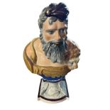 A LATE 18TH/EARLY 19TH CENTURY STAFFORDSHIRE PEARLWARE GLAZED BUST, AN ANCIENT GREEK HERCULES