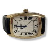 ROTARY, A VINTAGE GOLD PLATED GENT’S WRISTWATCH The rectangular curved case with silver tone dial,