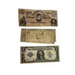 A 19TH CENTURY AMERICAN CONFEDERATE ONE HUNDRED DOLLAR BANKNOTE Number 81851, together with a two