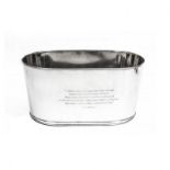 A LARGE SILVER PLATED OVAL CHAMPAGNE BATH/COOLER Decorated with Napoleon’s family crest and a