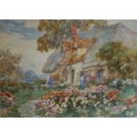 T.E. FRANCIS, 1899 - 1912, A PAIR OF WATERCOLOURS Landscapes, country cottage with flowers, signed