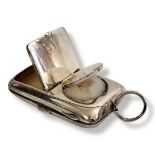 AN EDWARDIAN SILVER CIGARETTE/VESTA CASE AND POWDER RECTANGULAR COMPACT With engraved monogram,