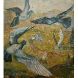 BRUCE DOULTON, A MID 20TH CENTURY OIL ON CANVAS Titled 'Imperial Gardens', bird study, ,bearing