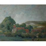 C. JEFFCOCK, AN EARLY 20TH CENTURY BRITISH SCHOOL WATERCOLOUR Rural Sussex landscape, Norman church,