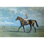 AFTER ORIGINAL PAINTING BY KEITH MONEY, BRIGADIER GERARD, HORSE OF THE YEAR, 1972 Ridden by Joe