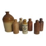 A 19TH CENTURY ENGLISH SALT GLAZED STONEWARE BOTTLES Various Victorian and later stoneware