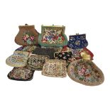 A GOOD MIXED COLLECTION OF TWELVE EARLY 20TH CENTURY LADIES’ BEADED PURSES AND EVENING BAGS, CIRCA