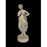 A LATE 19TH CENTURY CONTINENTAL PARIAN MODEL, AN ALLEGORICAL CLASSICAL MAIDEN IN LONG ROBE HOLDING A