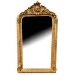 A ROCOCO STYLE RECTANGULAR GILTWOOD MIRROR Decorated in Louis XV style, bevelled edge glass. (h