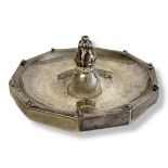 GEORG JENSEN, A VINTAGE DANISH SILVER RING TRAY/TRINKET DISH Having an organic form finial and