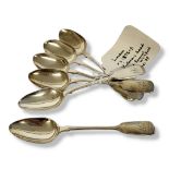 A SET OF SIX VICTORIAN SILVER TEASPOONS Plain form, bearing engraved initials, hallmarked Samuel