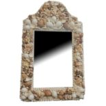 A 20TH CENTURY HIGHLY DECORATIVE SEASHELL WALL MIRROR Well decorated in geometric pattern with