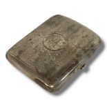 AN EDWARDIAN SILVER GENT’S RECTANGULAR CIGARETTE CASE With engine turned decoration, hallmarked