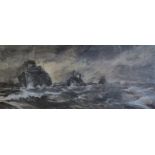 E.G. LAMBERT, A WWII WATERCOLOUR ON CARD Marine scene, signed lower right, bearing label verso '