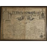 AFTER JOHN SPEED, 1552 - 1629, BLACK AND WHITE ENGRAVED MAP OF WINDSOR Titled 'Barkshire Described',
