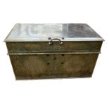 A LARGE EARLY 20TH CENTURY WHITE METAL CONTINENTAL TRAVELLING DOCUMENT BOX The fitted interior