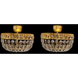 SWAROVSKI, A PAIR OF MEDIUM ORIGINAL CUT CRYSTAL GLASS AND STASS GOLD PLATED BAGUETTE FORM