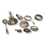 A COLLECTION OF 20TH CENTURY SILVER JEWELLERY Comprising two bangles, a bonbon hallmarked