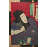 TOYOHARA KUNICHIKA ,1835 - 1900, A SET OF THREE JAPANESE WOODBLOCK PRINTS Featuring Kabuki Theatre