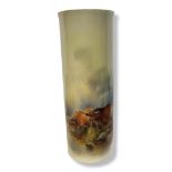 JAMES STINTON FOR ROYAL WORCESTER, A 19TH CENTURY BONE CHINA CYLINDRICAL VASE, CIRCA 1895 - 1896