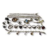 A COLLECTION OF VINTAGE SILVER JEWELLERY Comprising a heavy gauge necklace and bracelet, a