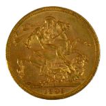 A VICTORIAN 22CT GOLD SOVEREIGN COIN, DATED 1898 With Queen Victorian widow bust and George and