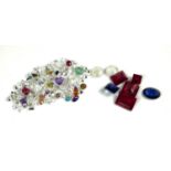 A SELECTION OF LOOSE MIXED GEMSTONES, including cabochon ruby, emerald, amethyst, sapphire, cubic