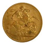AN EDWARDIAN 22CT GOLD SOVEREIGN COIN, DATED 1909 With King Edward VII bust and George and Dragon to