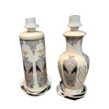 LIBERTY, TWO MASONS IRONSTONE ‘IANTHE’ PATTERN PORCELAIN LAMPS, 1987. (h 34.5cm)