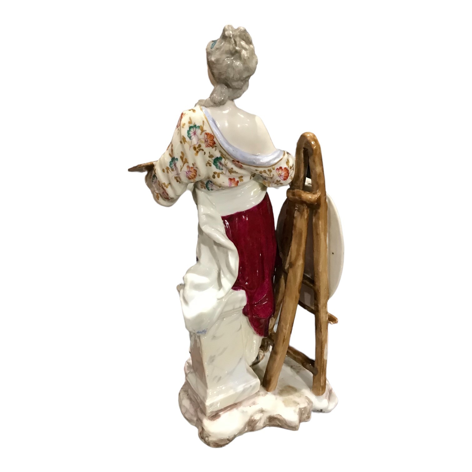 TWO 19TH CENTURY PORCELAIN FIGURES To include a lady holding a painter's pallet with an oval - Image 8 of 8