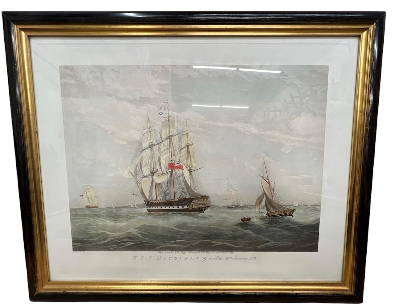 C. ROSENBERG, H.C.S. MACQUEEN OFF THE START 26TH JANUARY 1832, COLOURED ETCHING AND HAND COLOURED