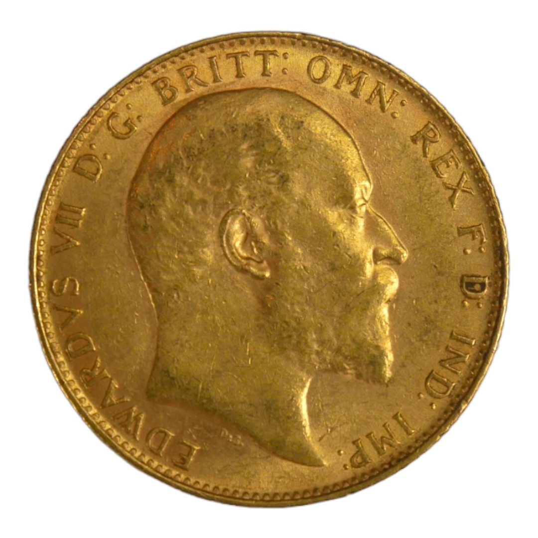 AN EDWARDIAN 22CT GOLD SOVEREIGN COIN, DATED 1910 With King Edward VII bust and George and Dragon to - Image 2 of 3