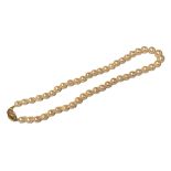 A SEMI-ROUND SEA PEARL NECKLACE With 14ct gold clasp and a part textured and polished finish. (gross