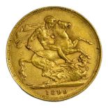 A VICTORIAN 22CT GOLD SOVEREIGN COIN, DATED 1899 Queen Victorian widow bust and George and Dragon to