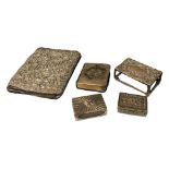 A RUSSIAN SILVER MATCHBOX HOLDER TOGETHER WITH SILVER BLOTTER, SILVER BOOK OF COMMON PRAYER,