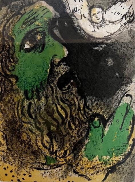 MARC CHAGALL, FRENCH, 1887 - 1985, A PAIR OF COLOUR LITHOGRAPHS FROM THE BIBLE SERIES Job praying, - Image 3 of 4