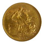 A VICTORIAN 22CT GOLD SOVEREIGN COIN, DATED 1898 With Queen Victorian Widow bust and George and