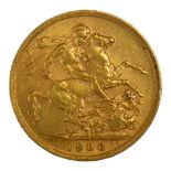 AN EDWARDIAN 22CT GOLD SOVEREIGN COIN, DATED 1906 With King Edward VII bust and George and Dragon to
