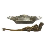 SYLVIA GILLEY, 1908 - 2008, A 20TH CENTURY BRONZE MERMAID HOLDING A FISH Signed on base ‘S. Gilley’,