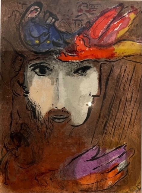 MARC CHAGALL, FRENCH, 1887 - 1985, A PAIR OF COLOUR LITHOGRAPHS FROM THE BIBLE SERIES Job praying, - Image 2 of 4