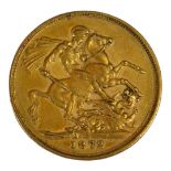 A VICTORIAN 22CT GOLD SOVEREIGN COIN, DATED 1872 With Young Queen Victorian bust and George and